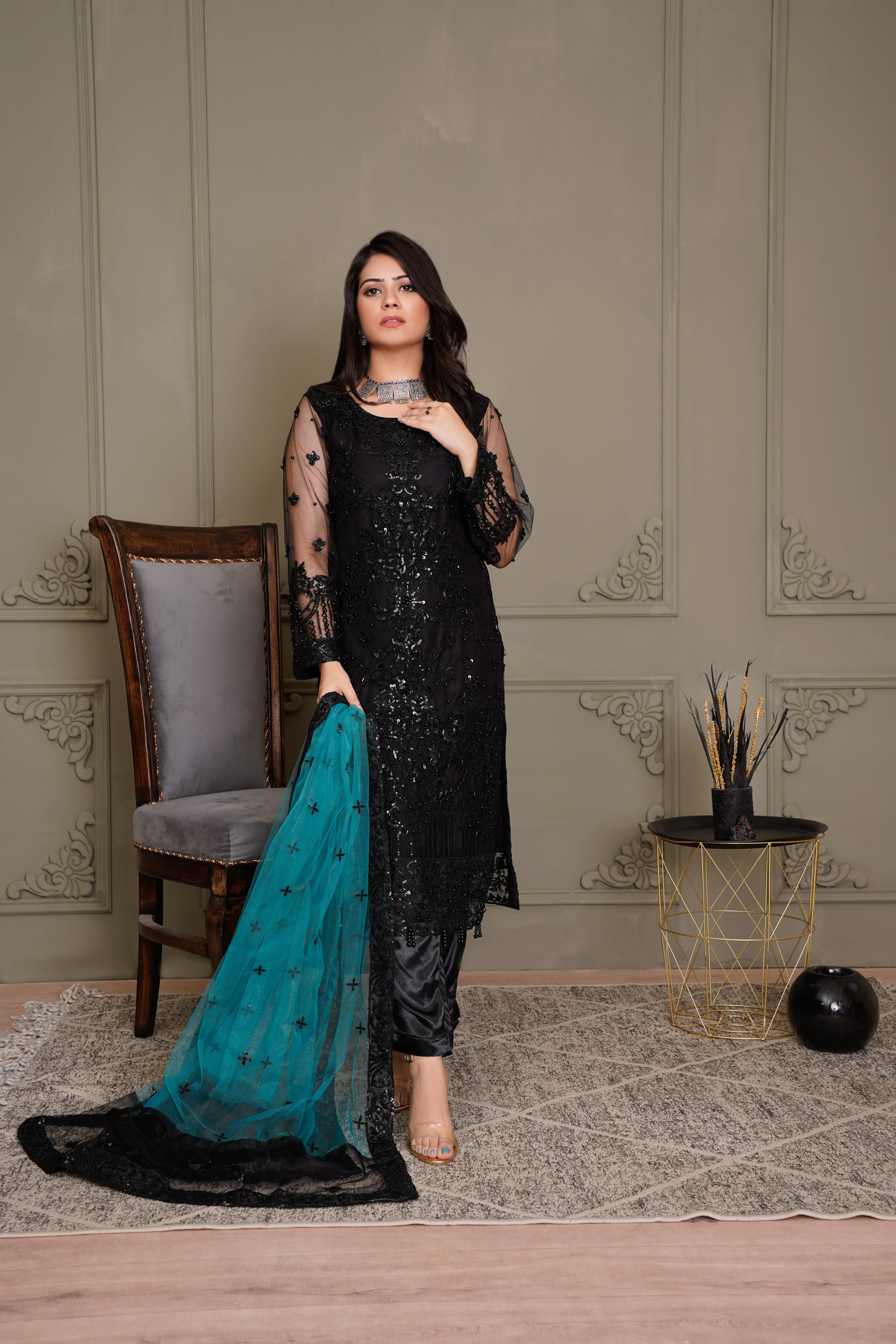 Buy Pakistani Dresses - Magenta Embroidery Pakistani Pant Style Suit At  Hatkay
