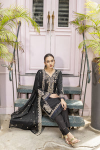 Queen Libas Black Glaze - Chiffon Ready Made Suit -Readymade Pakistani Suits UK