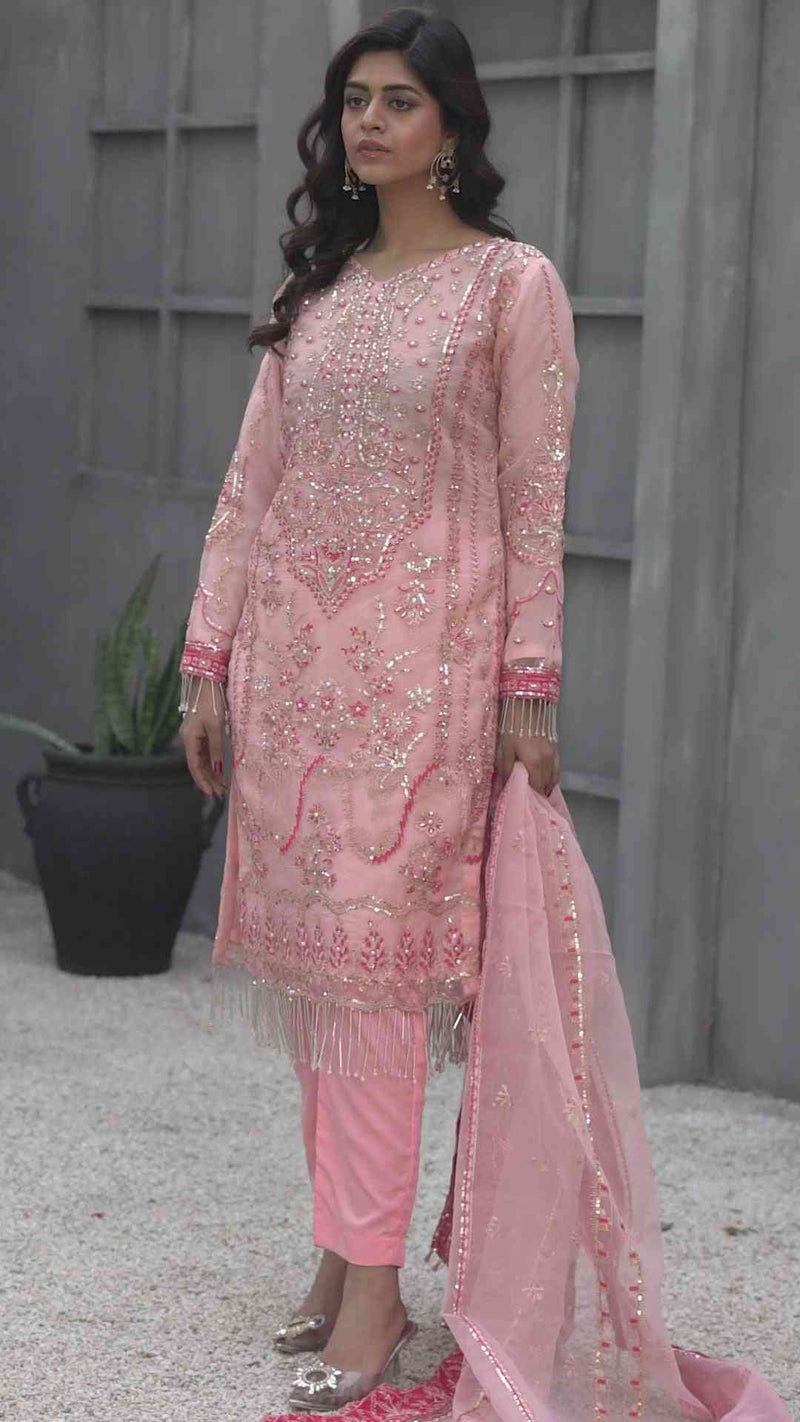 Queen Libas Partywear QL 2398- Organza Pakistani Readymade Suit