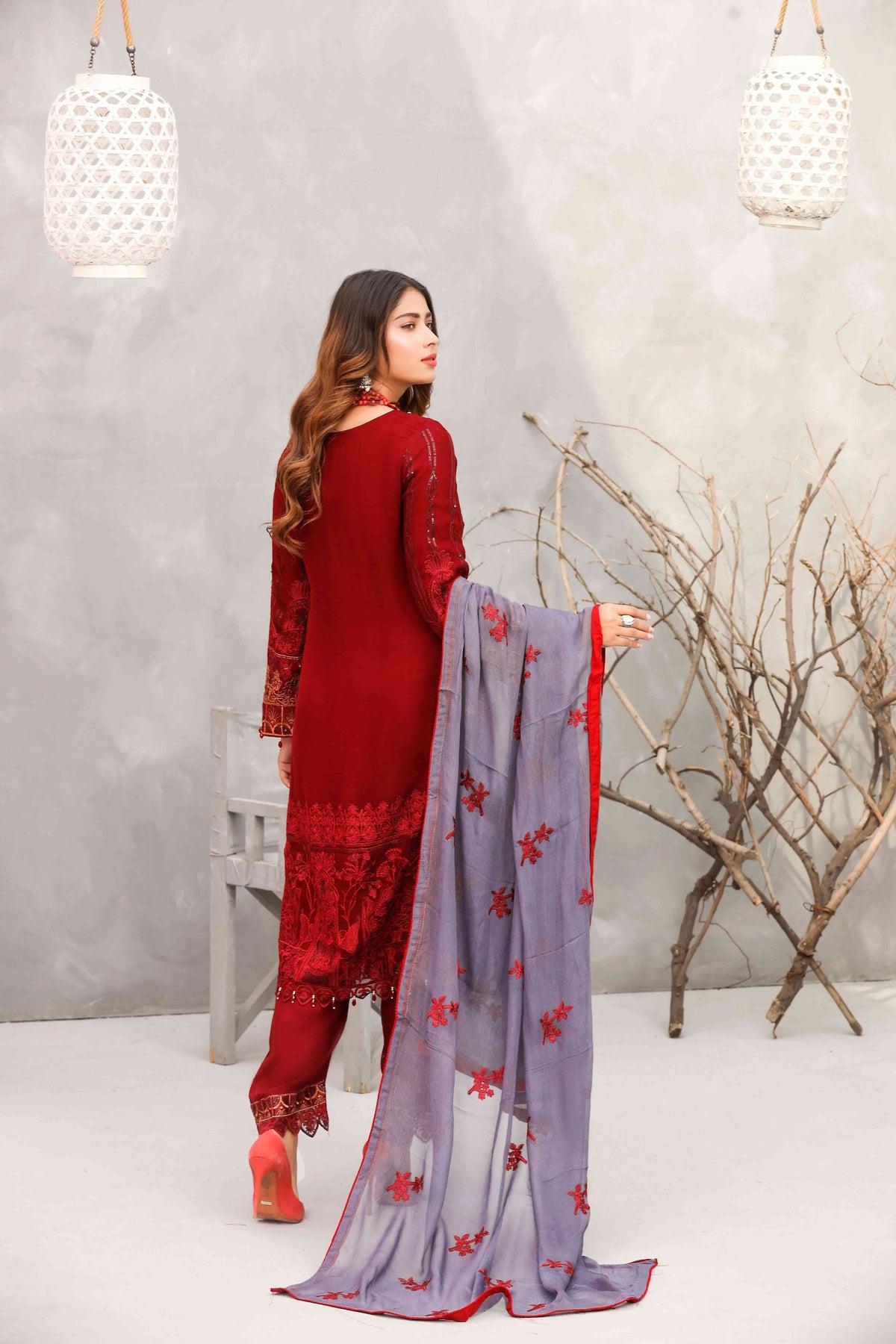 Queen Libas Party Wear QL 3001- Chiffon Pakistani Readymade Suit -Pakistani Suits uk
